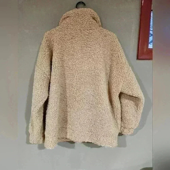 NWOT Wild Fable oversized sherpa jacket light pink brown zipper size M/L - Picture 5 of 5